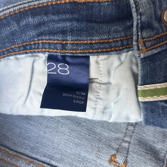 NWT Anthropologie Pilcro Womens 28 Jeans Slim Boyfriend Crop Distressed Denim - Picture 7 of 16